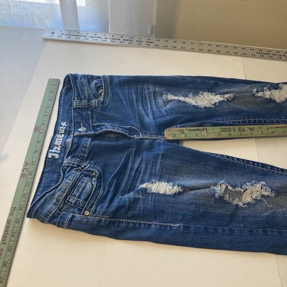 Preowned ITZME USA Womens Straight Leg Slim Fit Distressed Low Waist Y2K Jeans 7 - Picture 2 of 8